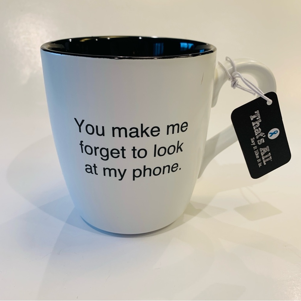 White Ceramic That’s All Mug You Make Me Forget 16oz NWT - Picture 3 of 13